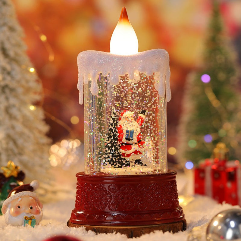 Candle Style Christmas Snow Globe Light