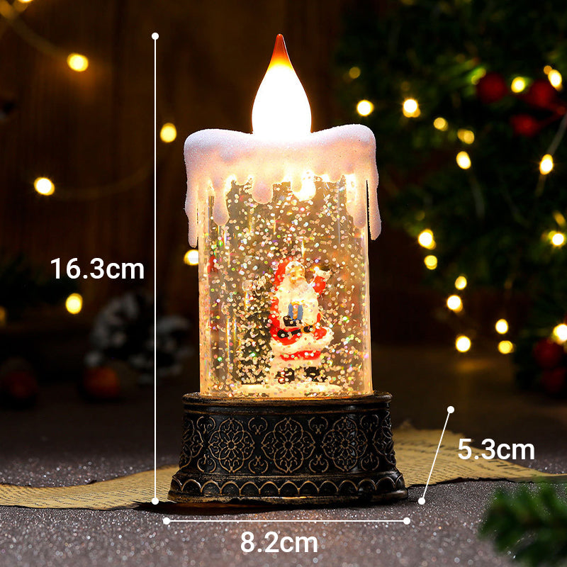 Candle Style Christmas Snow Globe Light