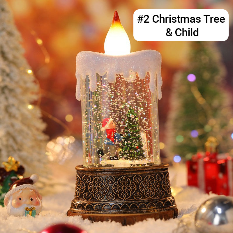 Candle Style Christmas Snow Globe Light