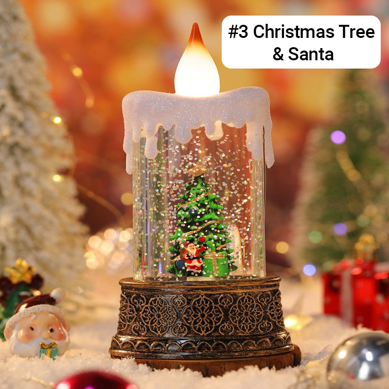 Candle Style Christmas Snow Globe Light