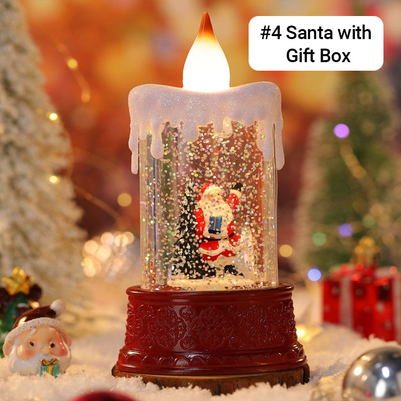 Candle Style Christmas Snow Globe Light