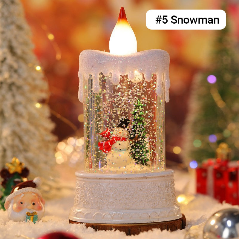 Candle Style Christmas Snow Globe Light