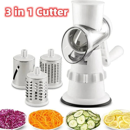 3-in-1 Rotary Cheese Grater & Vegetable Slicer