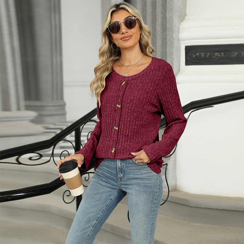 Women's Loose Fit Long Sleeve Button Top