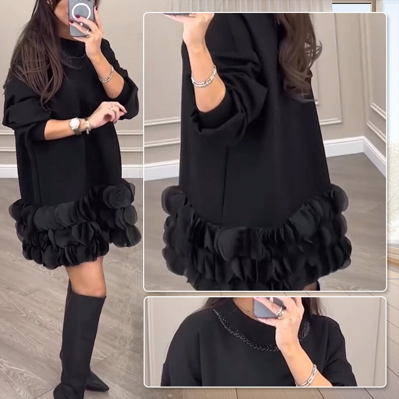 Loose Solid Color Long Sleeve Dress