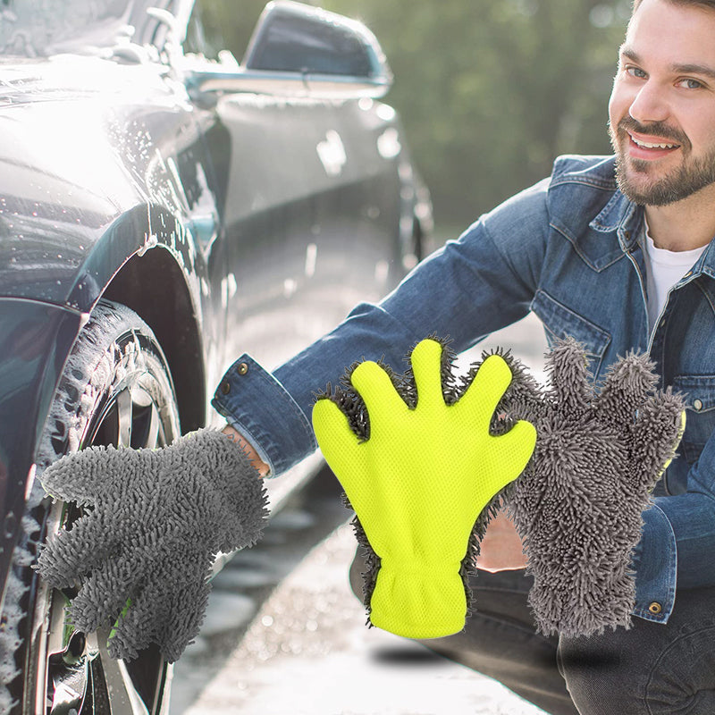 Double Sided Five Finger Car Wash Gloves