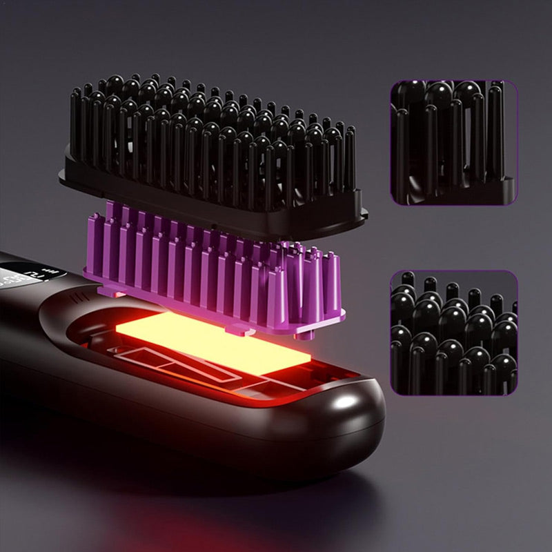 Cordless Hair Straightener Brush with LED Display