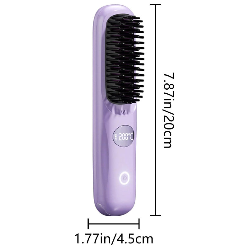 Cordless Hair Straightener Brush with LED Display