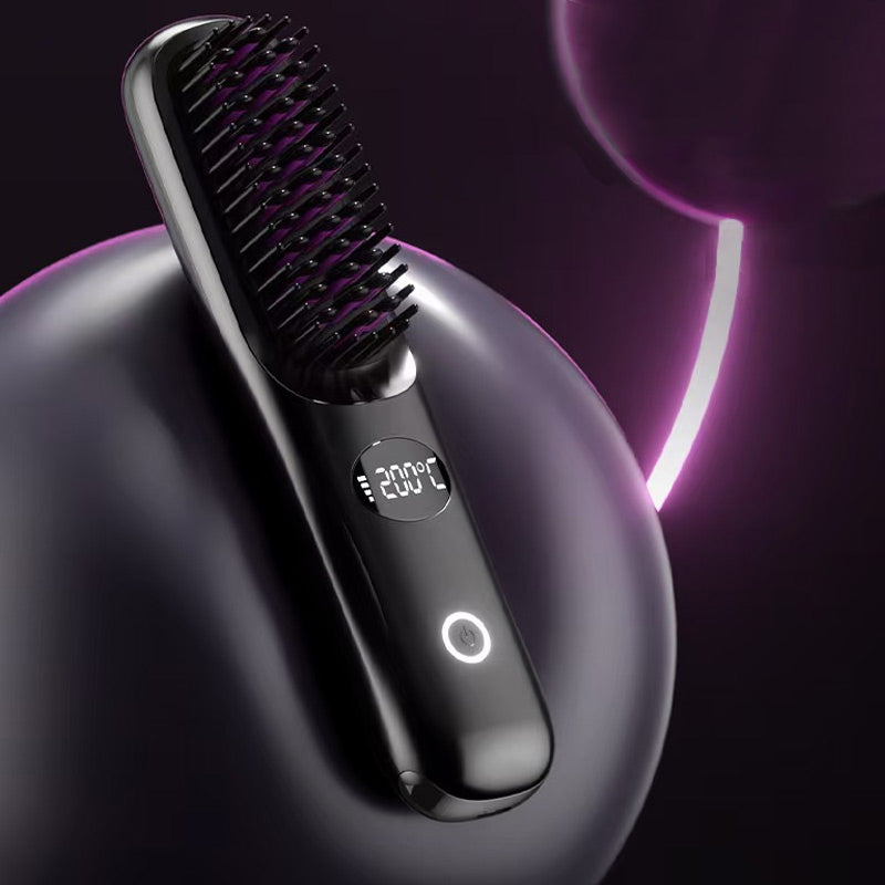 Cordless Hair Straightener Brush with LED Display