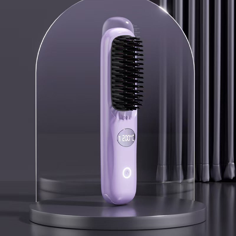 Cordless Hair Straightener Brush with LED Display