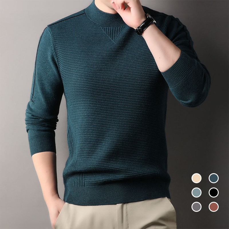 Men's Warm Mock Neck Soft Knit Sweater