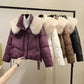 Women's Warm Full-Zip Short Jacket with Puffy Collar