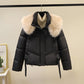 Women's Warm Full-Zip Short Jacket with Puffy Collar