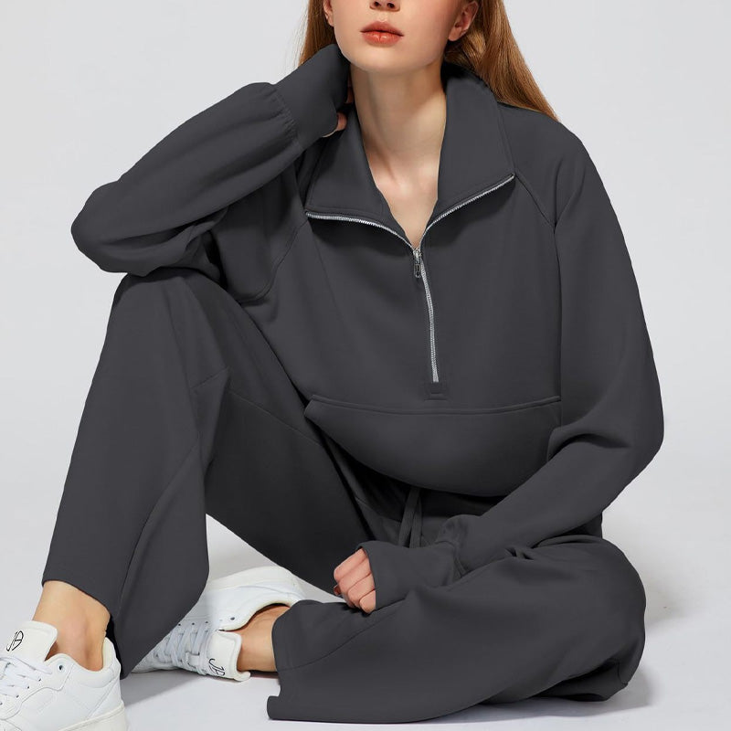 ✨Special Sale 49%OFF🔥 Women’s High-Neck Zip-Up Pullover and Wide-Leg Pants Set
