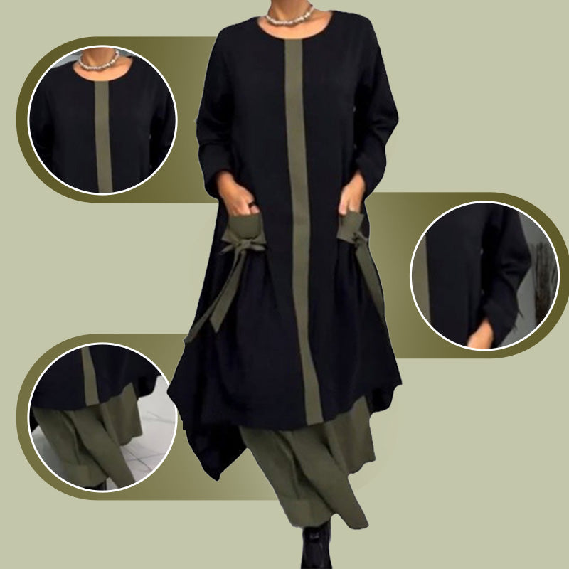 🎅Xmas Sales - 50% OFF🎄Women's Elegant Loose Color Block Maxi Dress