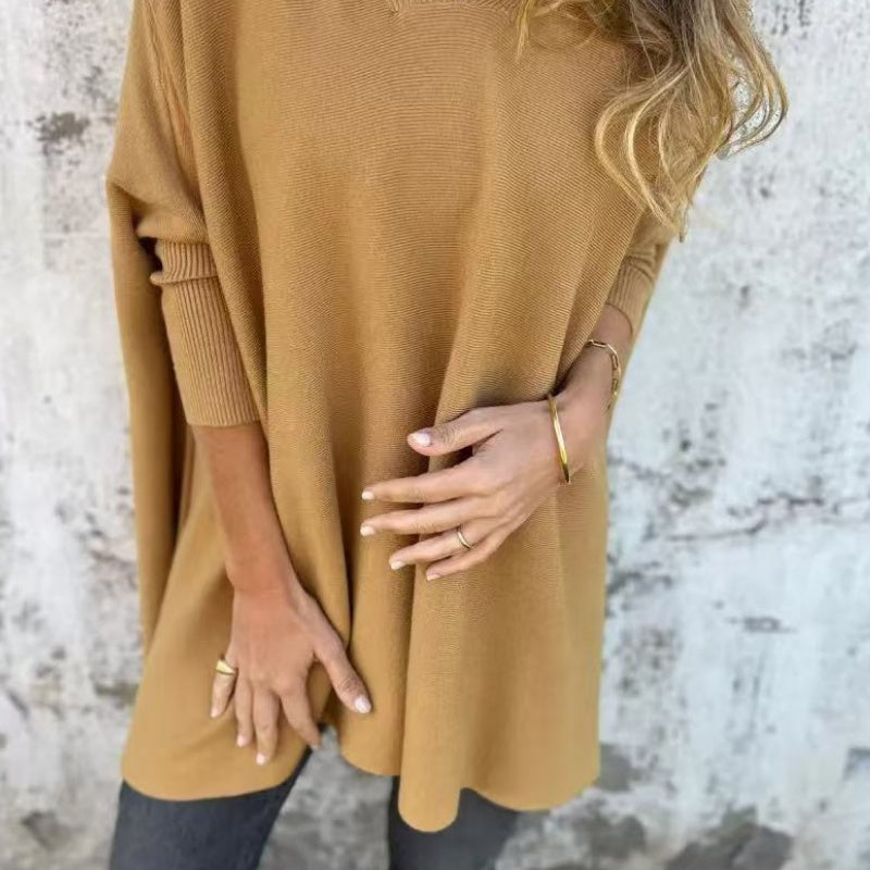 🌈Women's Long Sleeve Knitted V-Neck Loose Long Top（50% OFF）