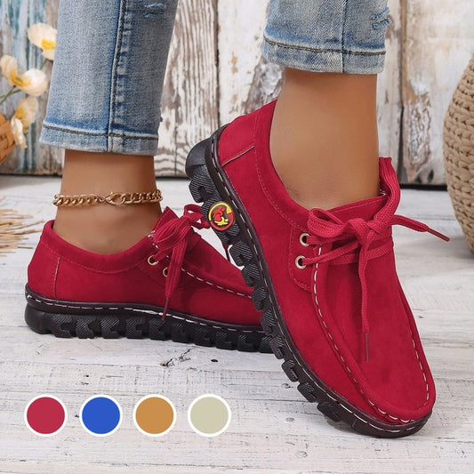 Women's Low Top Lace-up Stitching Flat Shoes