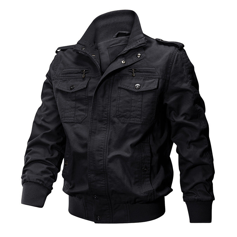 💥Exceptionally high quality-Men's Military Stand Collar Zipper Jacket