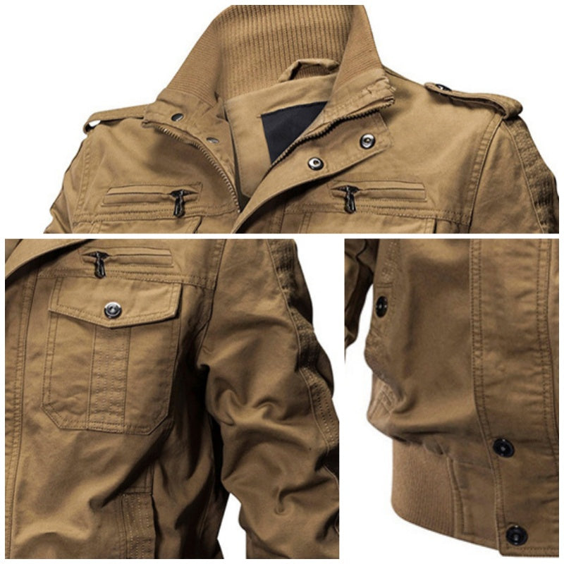 💥Exceptionally high quality-Men's Military Stand Collar Zipper Jacket