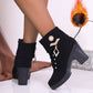 Women's Chunky Heeled Ankle Boots with Rhinestone Decor⚡New Arrivals Sale-50% OFF