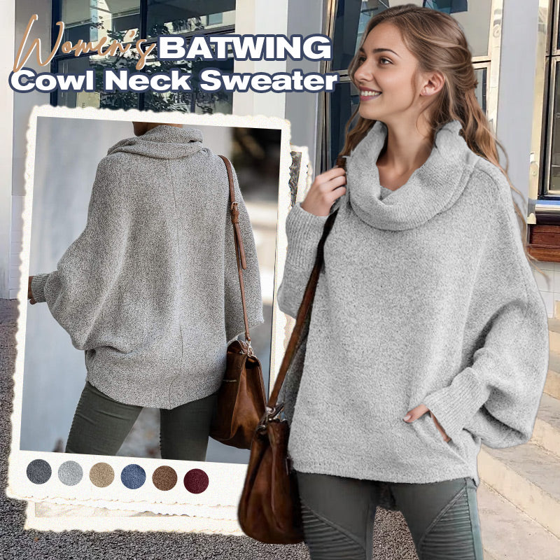 🎉HOT SALE💖Women's Batwing Cowl Neck Sweater with Pockets
