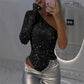 🎉Happy New Year! 50% OFF 🛍️Women's One Shoulder Sequin Bodysuit