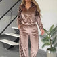🔥2025 HOT SALE🔥 Women's Fashion Leopard Print Zipper Top＆Drawstring Pants (2-Piece Set)