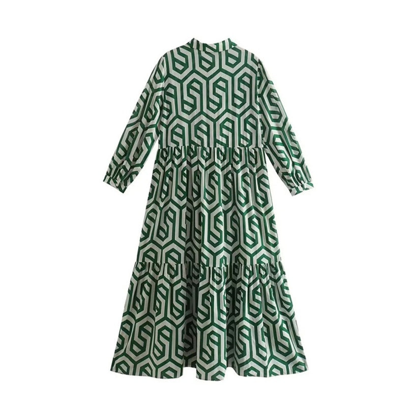 Women’s Trendy Print Long Sleeve Loose Fit Dress