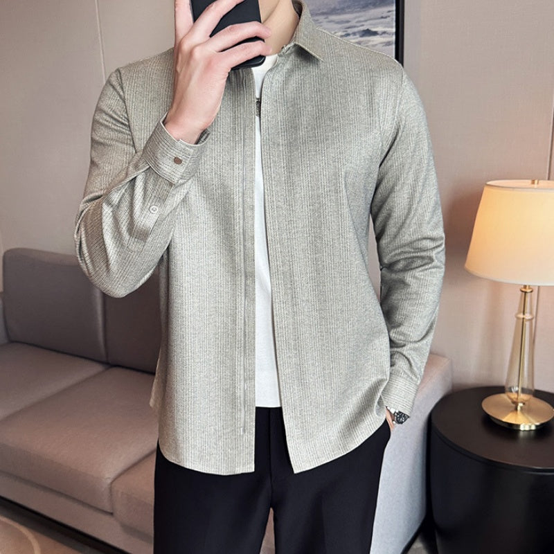 Men's Casual Solid Color Lapel Top — 🎉happy new year 50% off❄️