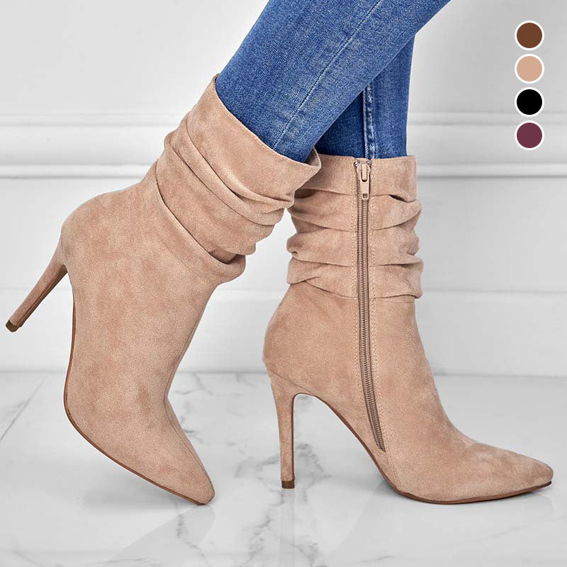 💖Limited Sale 50% OFF💖💥Fabric material upgrade-Women's Pointed Toe High Heel Short Boots