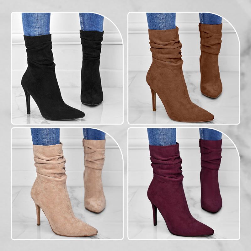 💖Limited Sale 50% OFF💖💥Fabric material upgrade-Women's Pointed Toe High Heel Short Boots