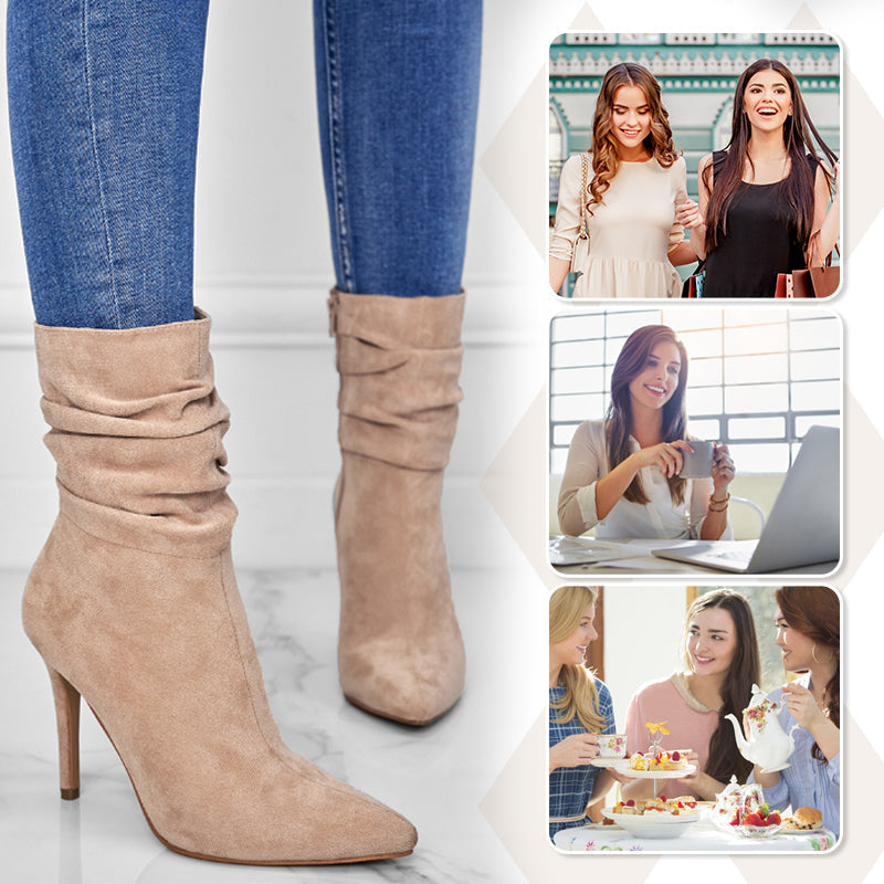 💖Limited Sale 50% OFF💖💥Fabric material upgrade-Women's Pointed Toe High Heel Short Boots