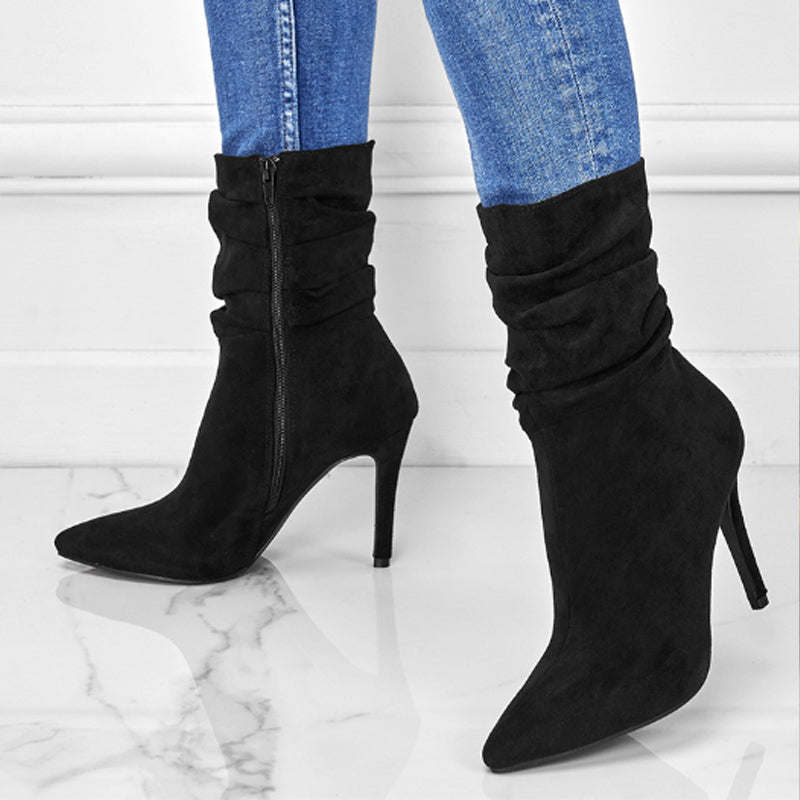 💖Limited Sale 50% OFF💖💥Fabric material upgrade-Women's Pointed Toe High Heel Short Boots