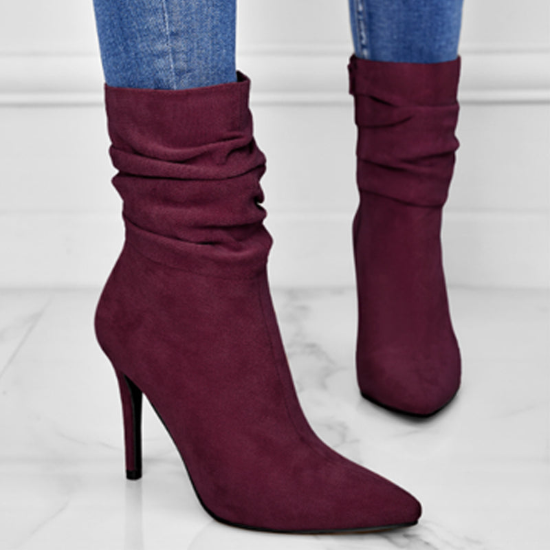 💖Limited Sale 50% OFF💖💥Fabric material upgrade-Women's Pointed Toe High Heel Short Boots