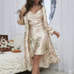 Women's Sexy Pajamas Floral Pattern Sling ＆Robe Two Piece Set