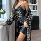Women's Sexy Pajamas Floral Pattern Sling ＆Robe Two Piece Set