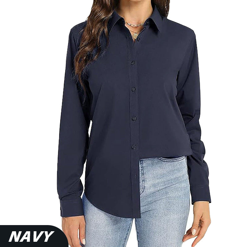 Loose Mid-Length Lapel Casual Long-Sleeved Shirt