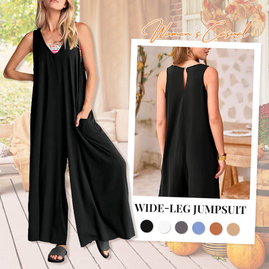 🔥2025 NEW SALES - 50% OFF🔥Women's Casual V-Neck Sleeveless Wide-Leg Jumpsuit