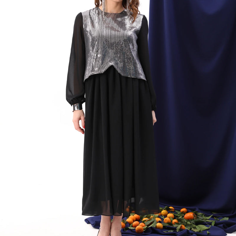 Women's Elegant Sequins Chiffon Dress