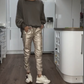 Gold Faux Leather Joggers with Pockets