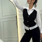 Women's Faux Two-Piece Shirt Vest & Pants Set