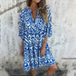 💖Limited Sale 42% OFF💖V-Neck Printed Three-Quarter Sleeve Dress