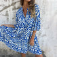 💖Limited Sale 42% OFF💖V-Neck Printed Three-Quarter Sleeve Dress