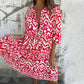 💖Limited Sale 42% OFF💖V-Neck Printed Three-Quarter Sleeve Dress