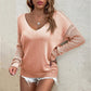 Women's Casual Loose Fit V-Neck Knit Sweater