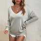 Women's Casual Loose Fit V-Neck Knit Sweater