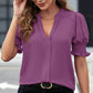 Women's Elegant V-Neck Puff Sleeve Blouse