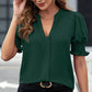 Women's Elegant V-Neck Puff Sleeve Blouse