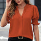 Women's Elegant V-Neck Puff Sleeve Blouse