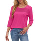 Free shipping on one piece too-Women’s Pleated Detail 3/4 Sleeve Casual T-Shirt